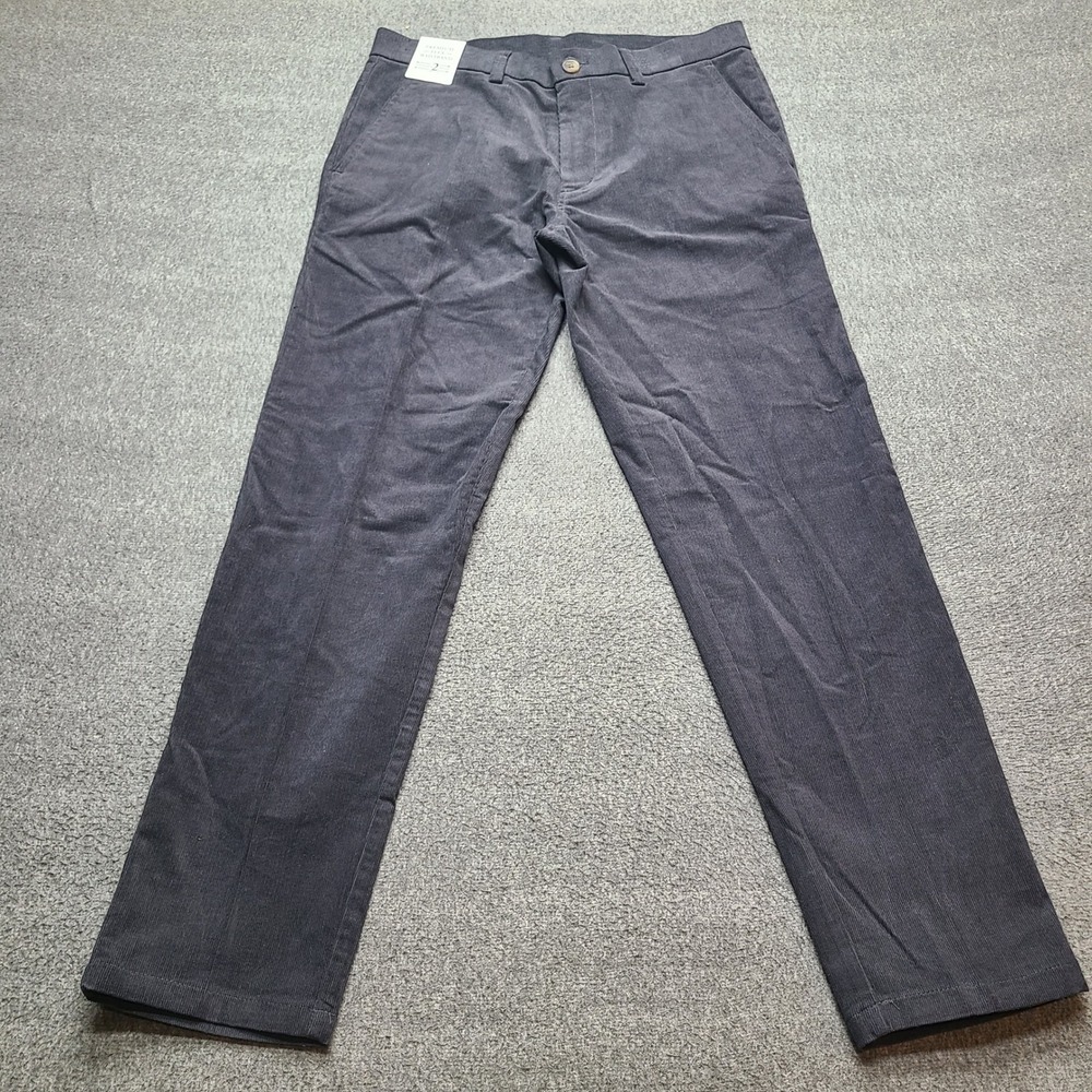 Haggar Stretch Cord Chino Mens 32x30 Grey Straight Fit Premium Flex Waistband